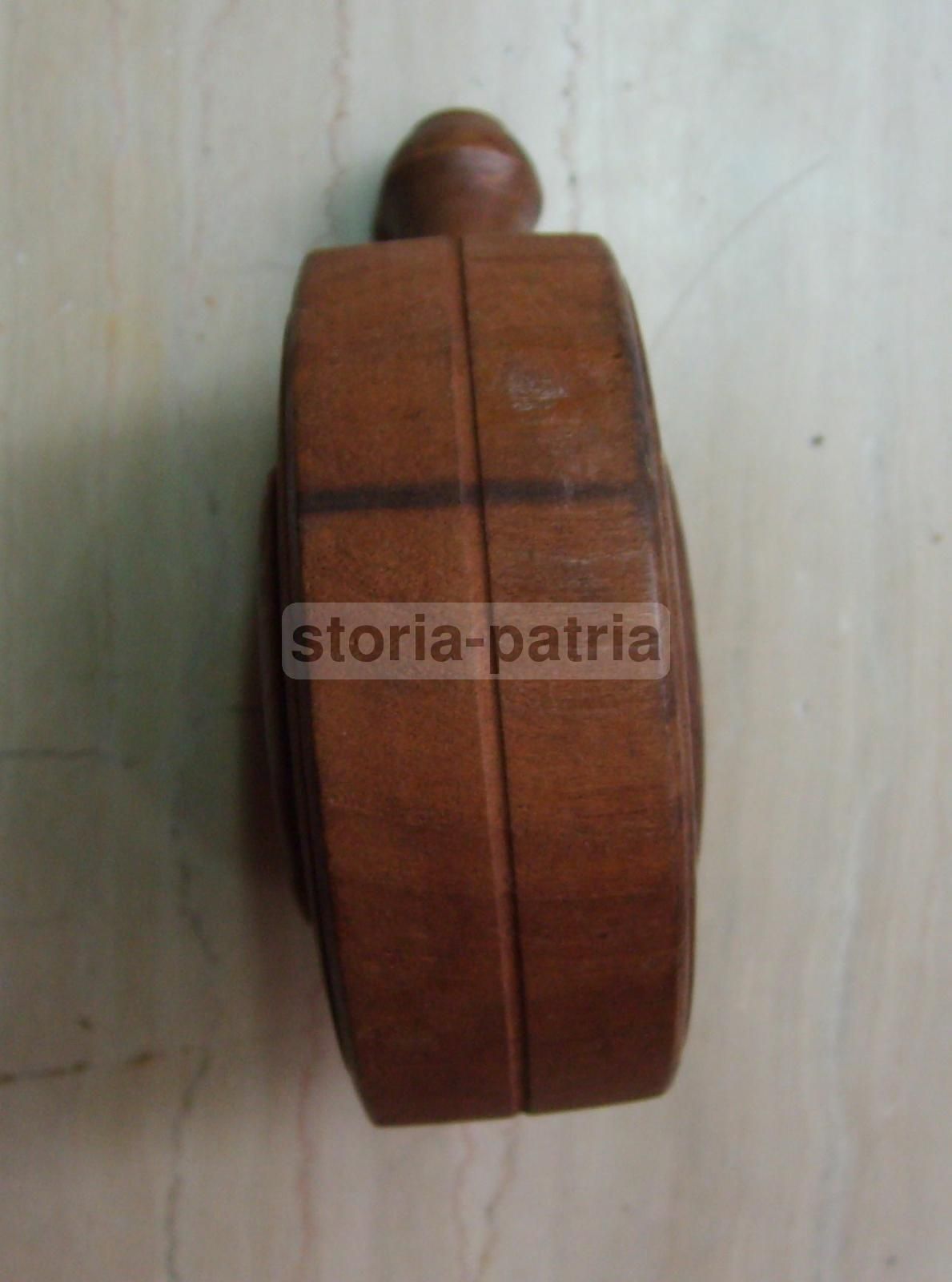 Antico Porta Polvere Da Sparo In Legno Tornito, XIX Secolo