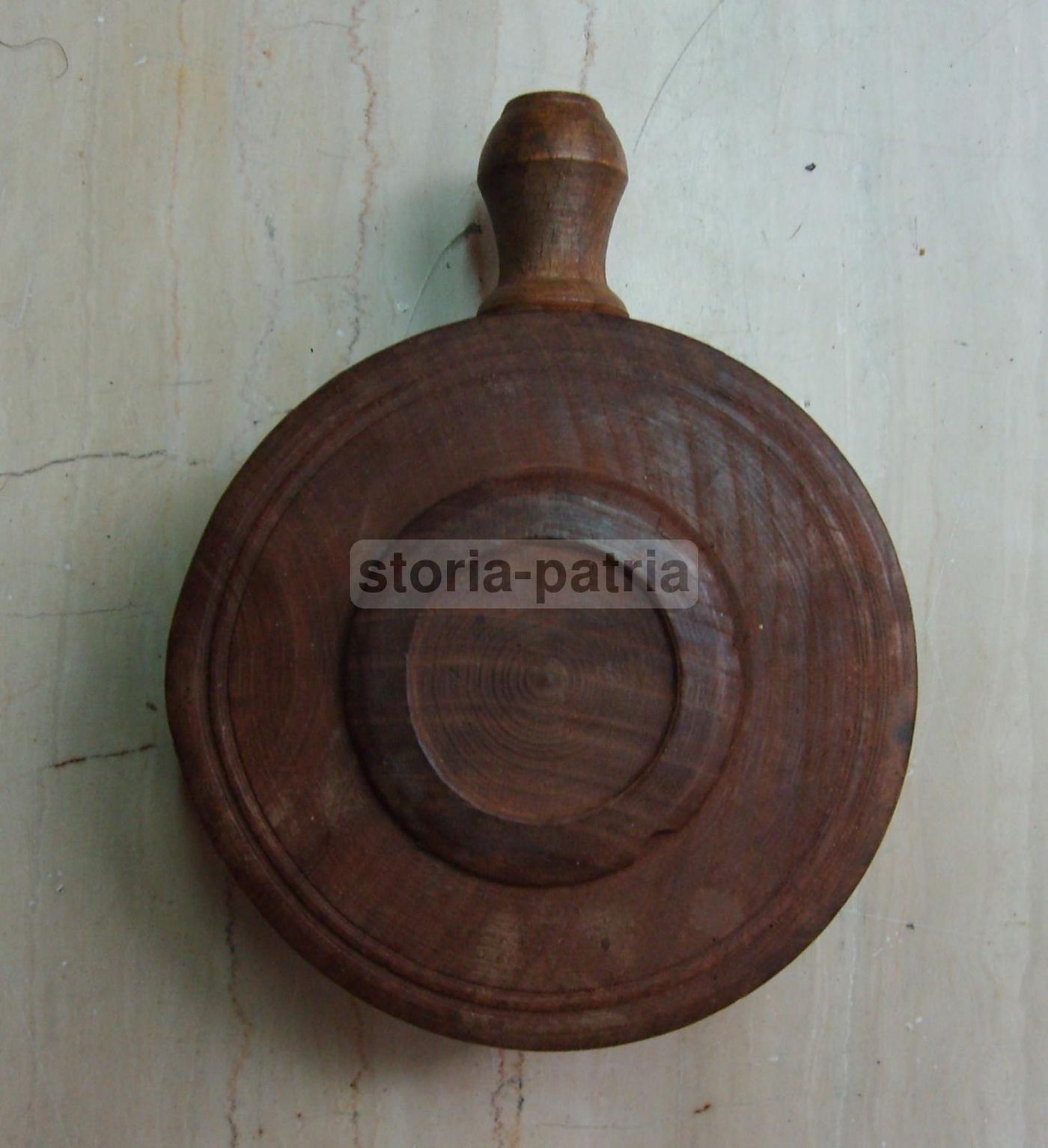 Antico Porta Polvere Da Sparo In Legno Tornito, XIX Secolo