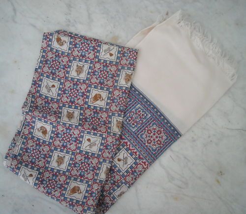 Foulard Vintage Caccia Alla Volpe Con Cani Seta Anni '50