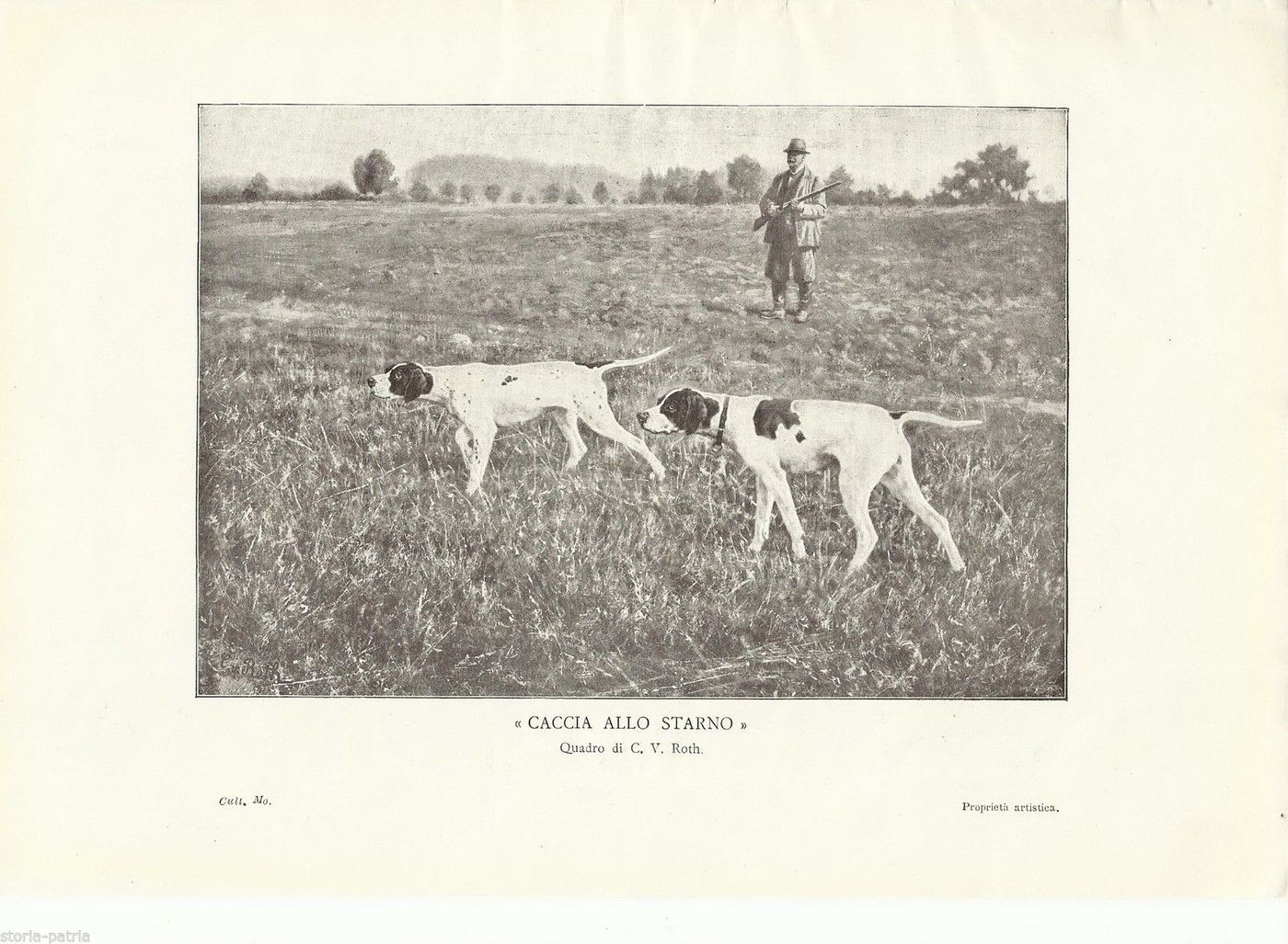 Stampa Antica "Caccia Allo Starno", C.V. Roth, 1913