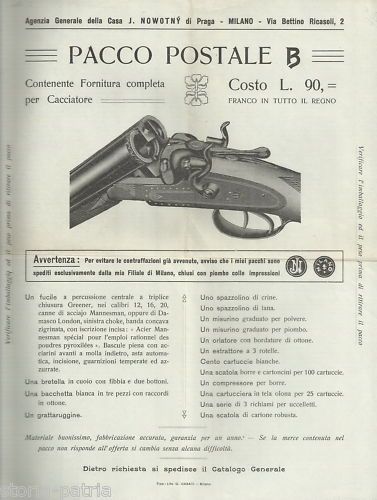 Volantino Pubblicitario Nowotny Forniture Caccia Milano 1900