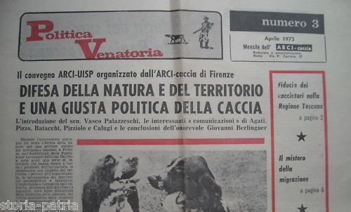 Politica Venatoria Aprile 1973 Arci Caccia Rivista Storica