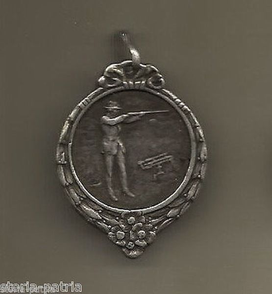Medaglia Antica Caccia E Tiro A Segno In Argento 800, Prima Metà Del Novecento