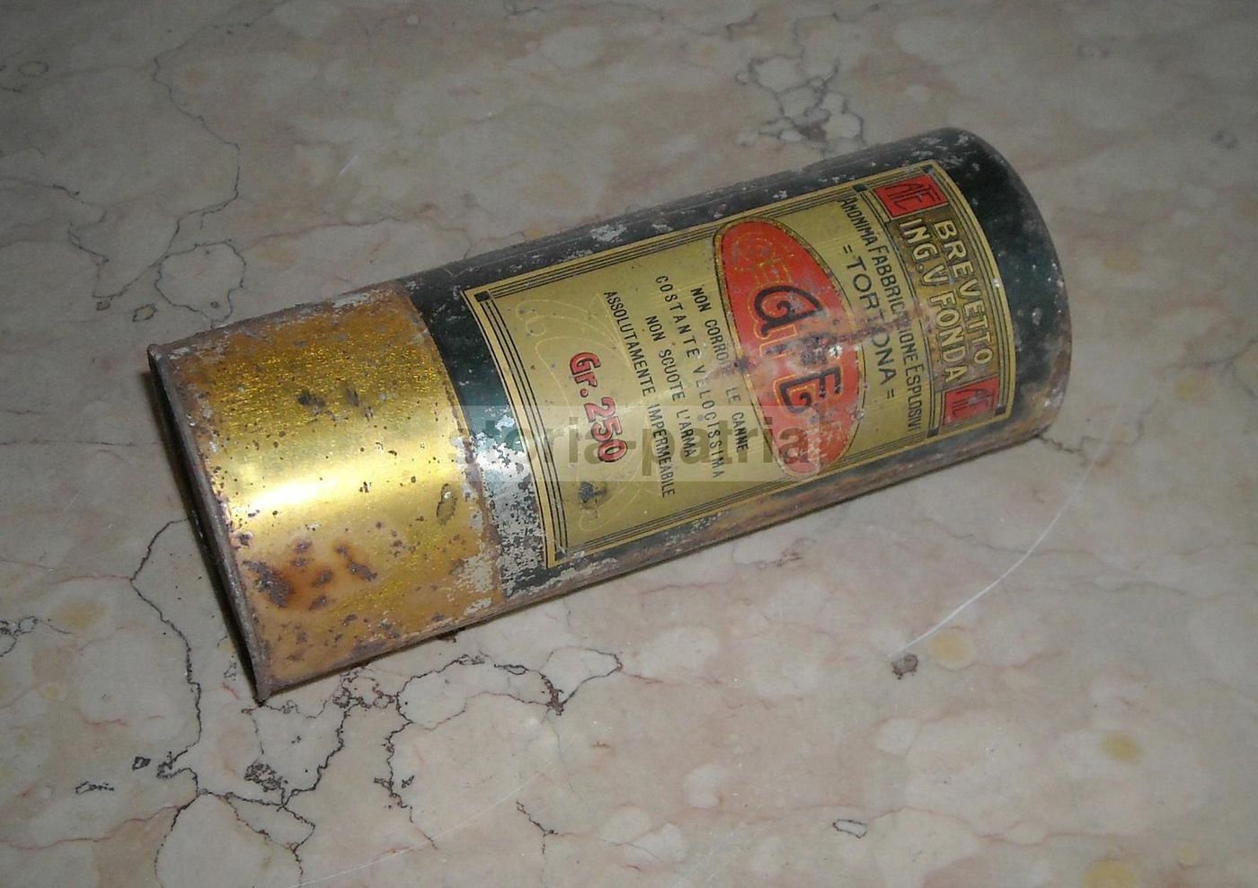 Scatola In Latta Polvere Fonda Tortona Caccia E Tiro, Primo '900