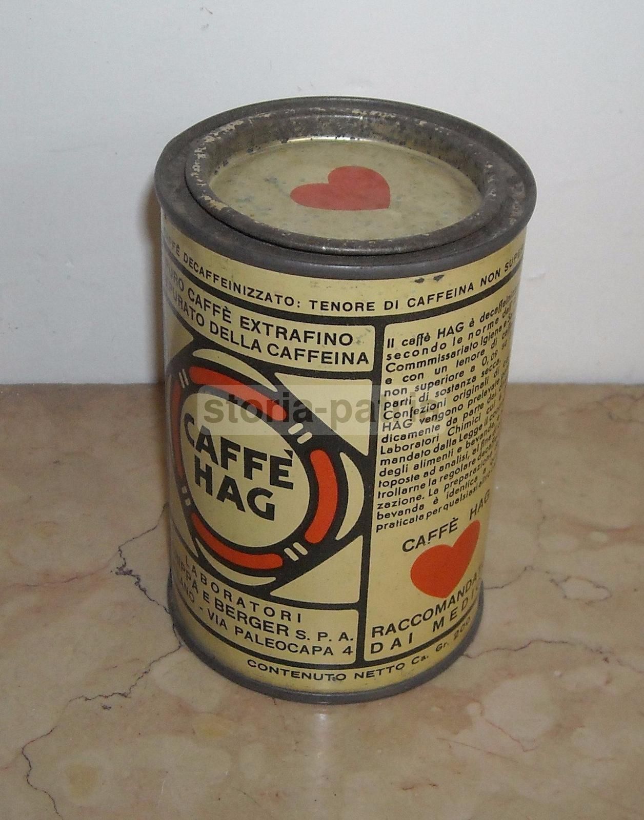 Barattolo Caffè Hag Decaffeinato Vintage Latta Pubblicitaria