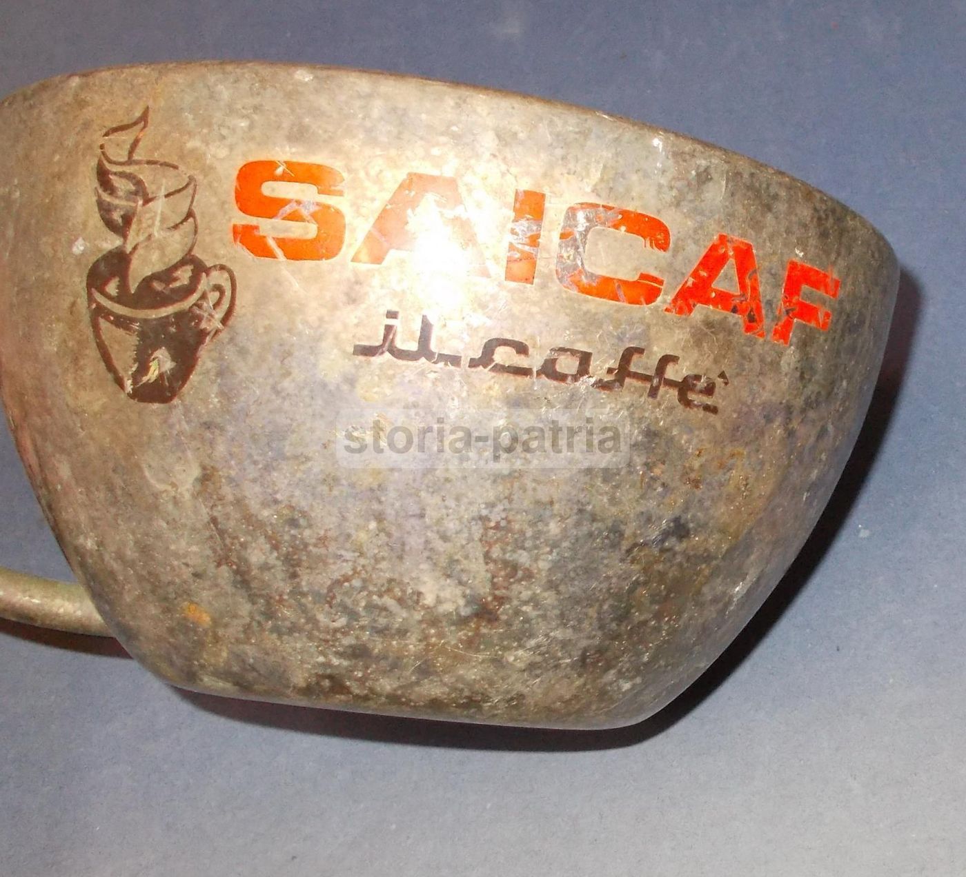 Tazza Pubblicitaria Saicaf Vintage Metallo Argentato Anni '70 '90