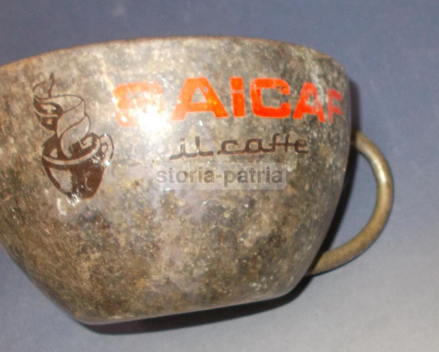 Tazza Pubblicitaria Saicaf Vintage Metallo Argentato Anni '70 '90