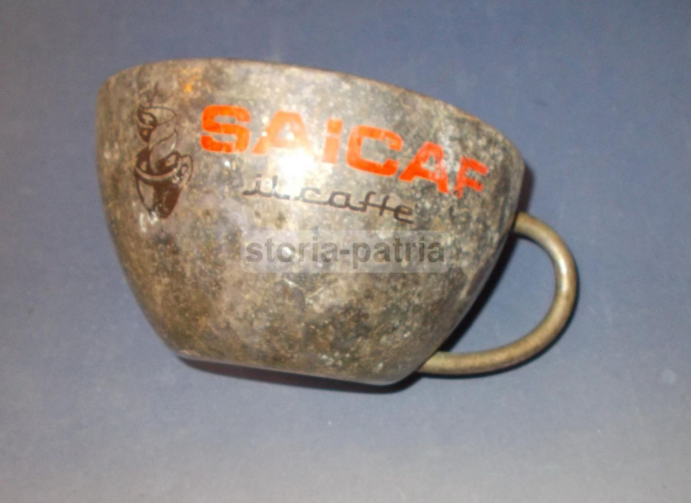 Tazza Pubblicitaria Saicaf Vintage Metallo Argentato Anni '70 '90