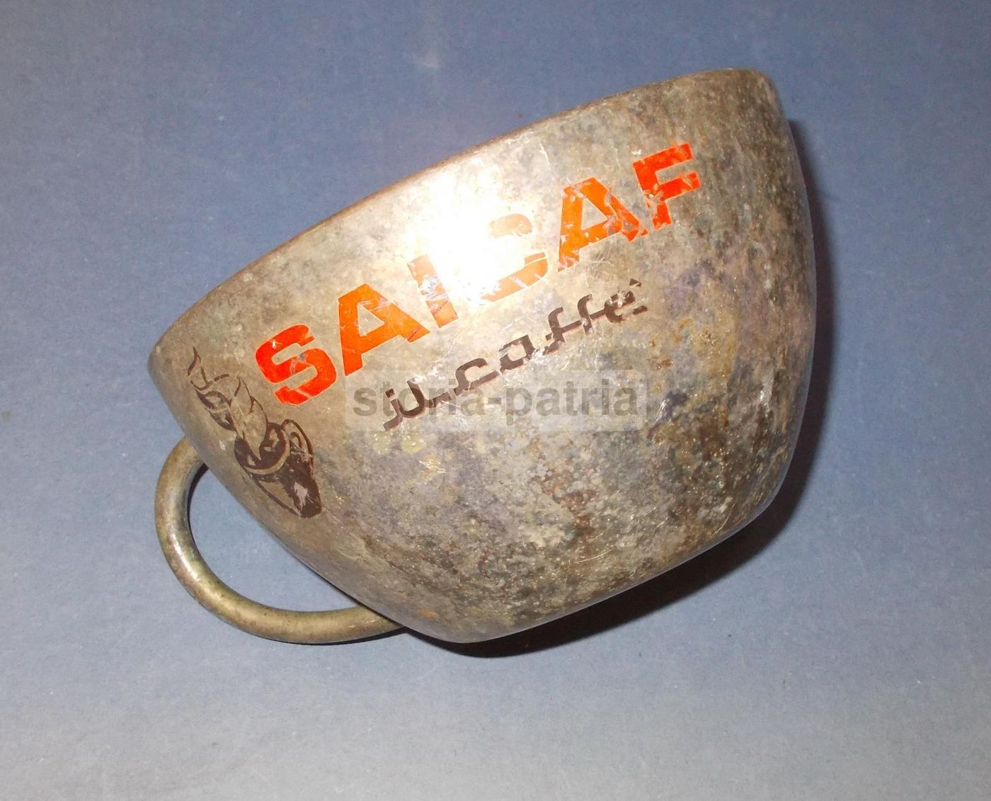 Tazza Pubblicitaria Saicaf Vintage Metallo Argentato Anni '70 '90
