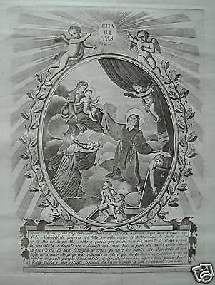 Antica Incisione San Francesco Di Paola Miracolo Di Lima 1800 Russo