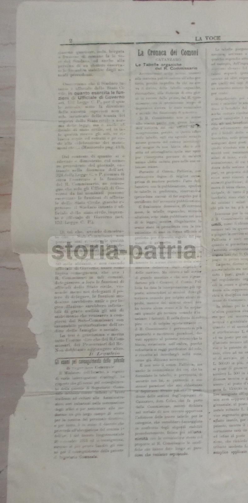 La Voce 1920 Catanzaro: Giornale Dipendenti Enti Locali Calabria