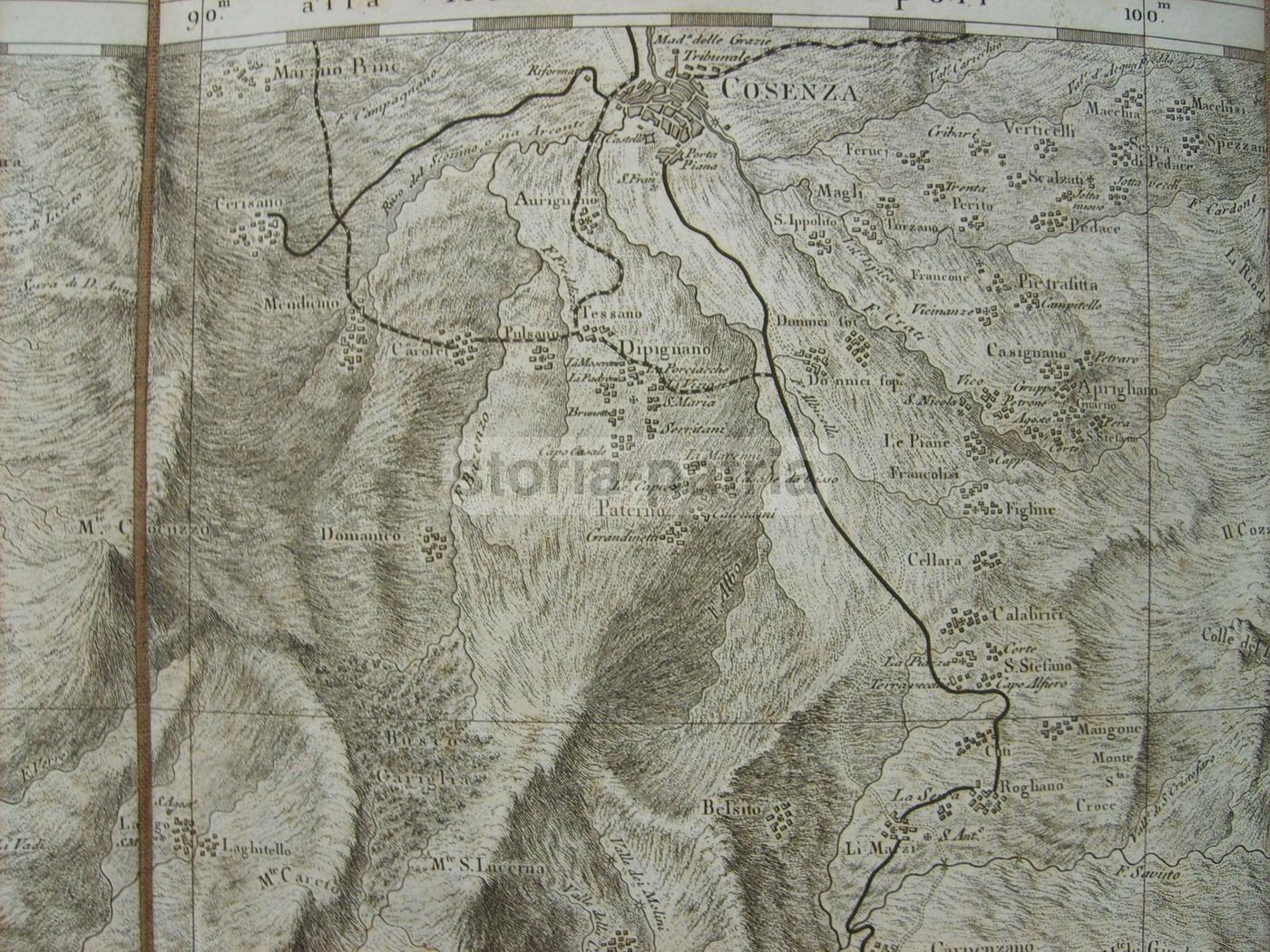 Mappa Antica Della Calabria: Catanzaro, Cosenza E Nicastro, Rizzi Zannoni 1789