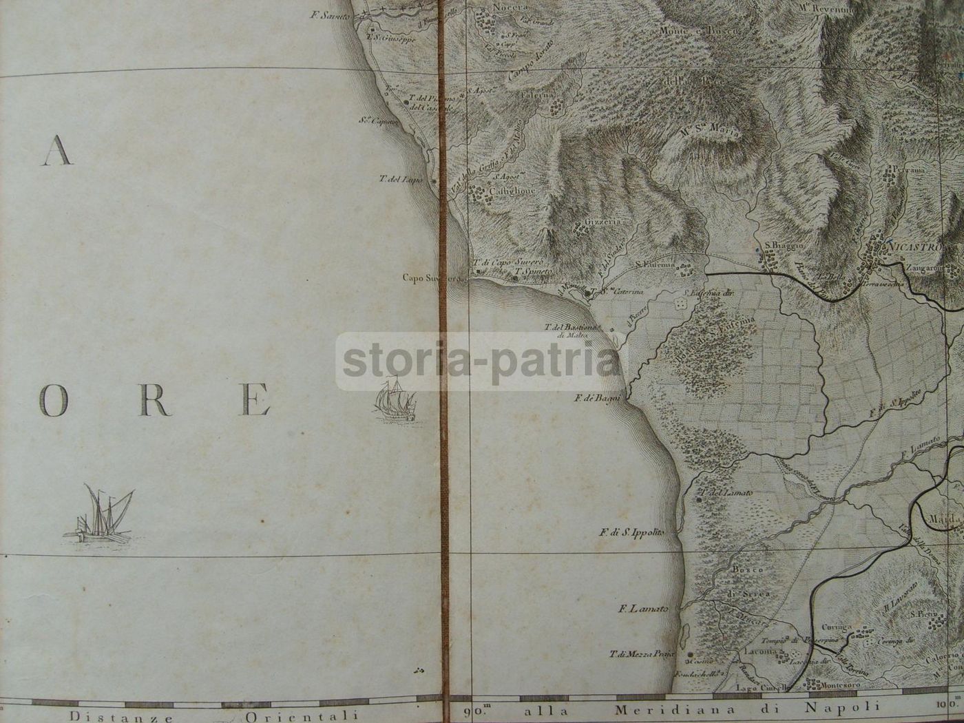 Mappa Antica Della Calabria: Catanzaro, Cosenza E Nicastro, Rizzi Zannoni 1789