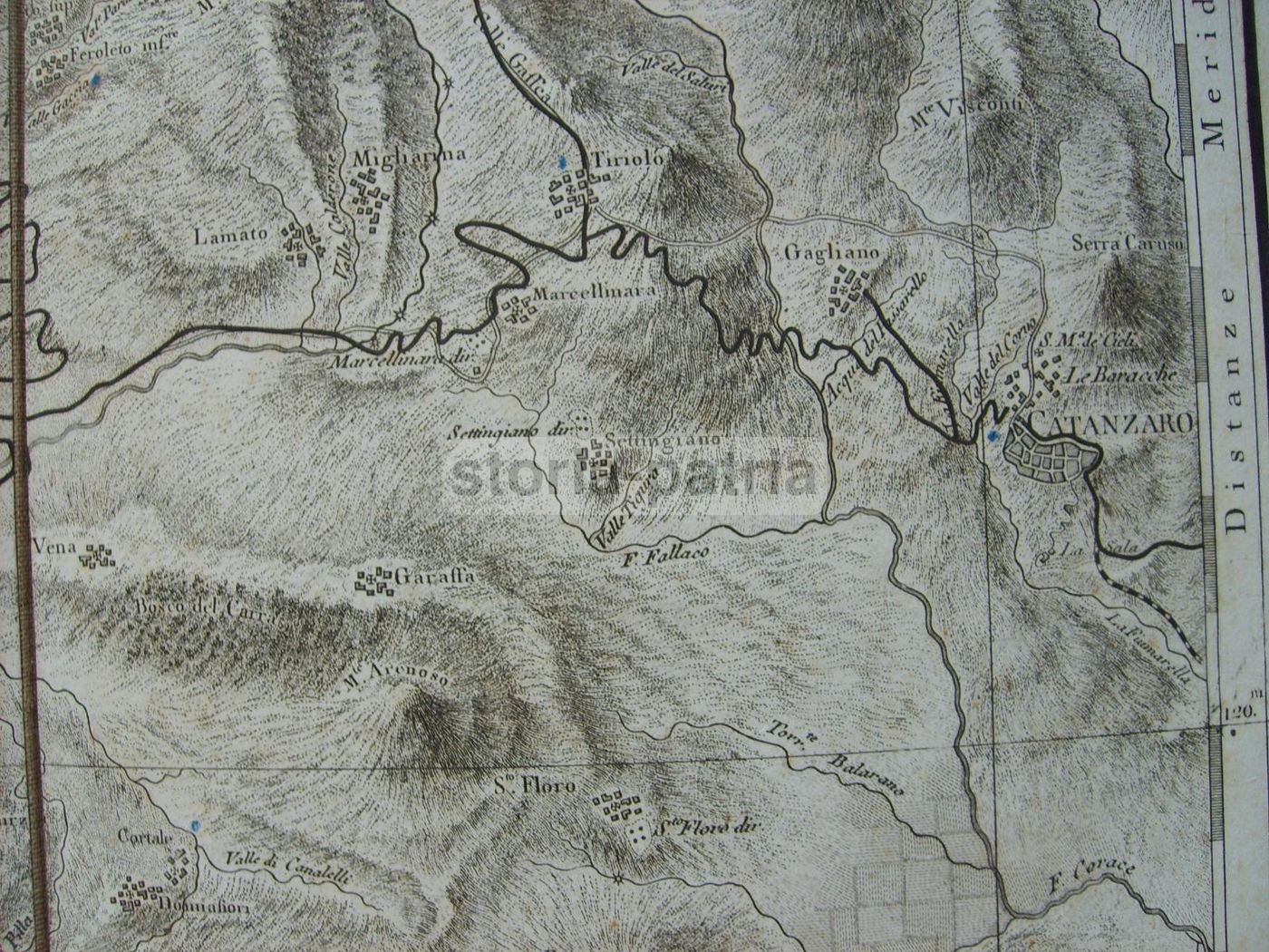 Mappa Antica Della Calabria: Catanzaro, Cosenza E Nicastro, Rizzi Zannoni 1789