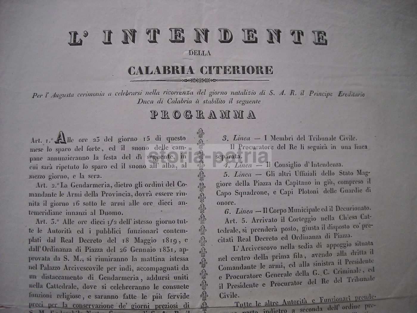 Manifesto 1840 Festeggiamenti Duca Di Calabria Cosenza Foglio Volante