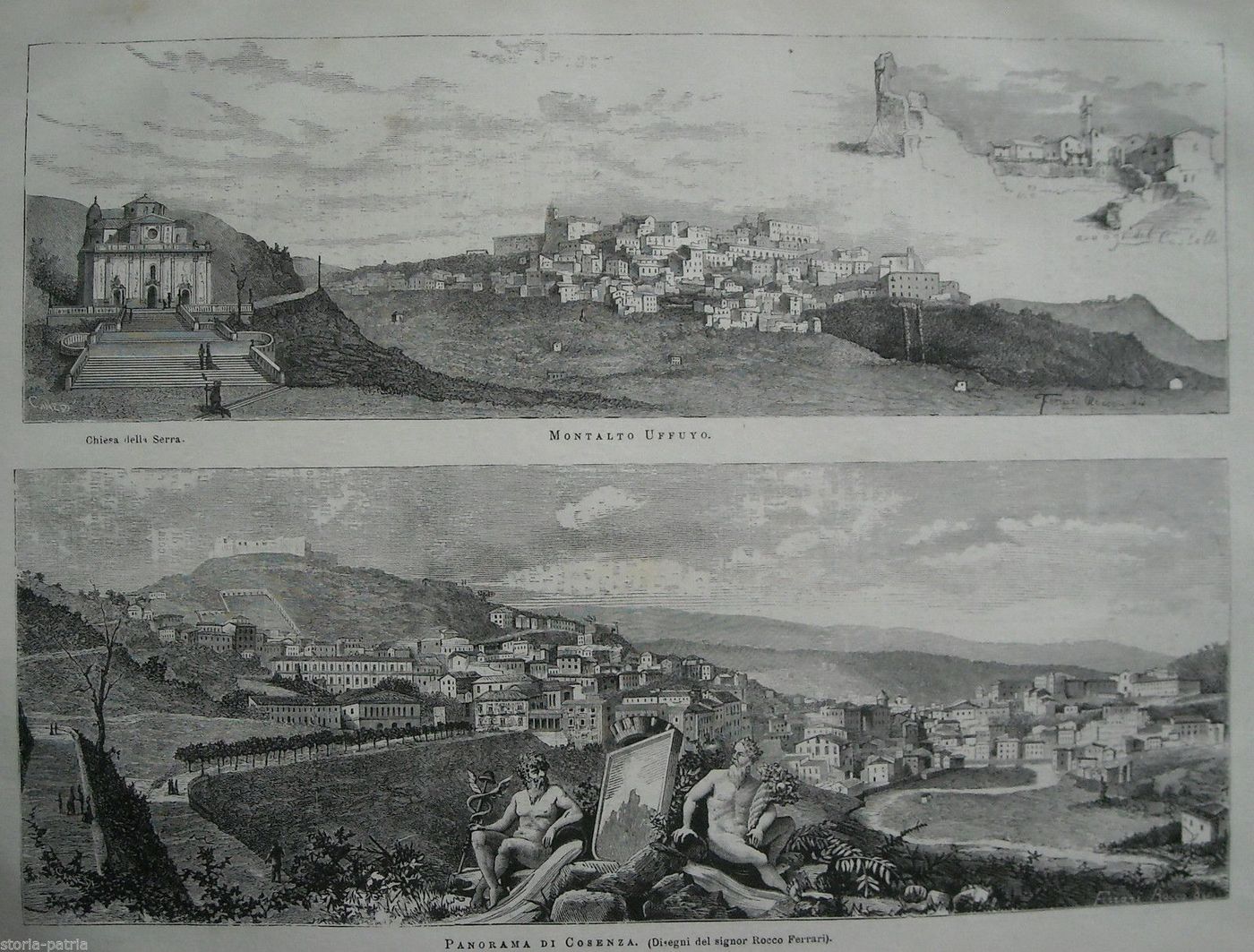 Stampa Antica Montalto Uffugo E Cosenza Di Rocco Ferrari, 1880
