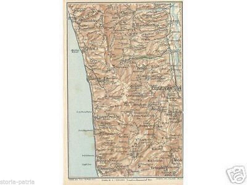 Antica Mappa Della Calabria: Cosenza, Paola, Fiumefreddo, Dipignano E Amantea