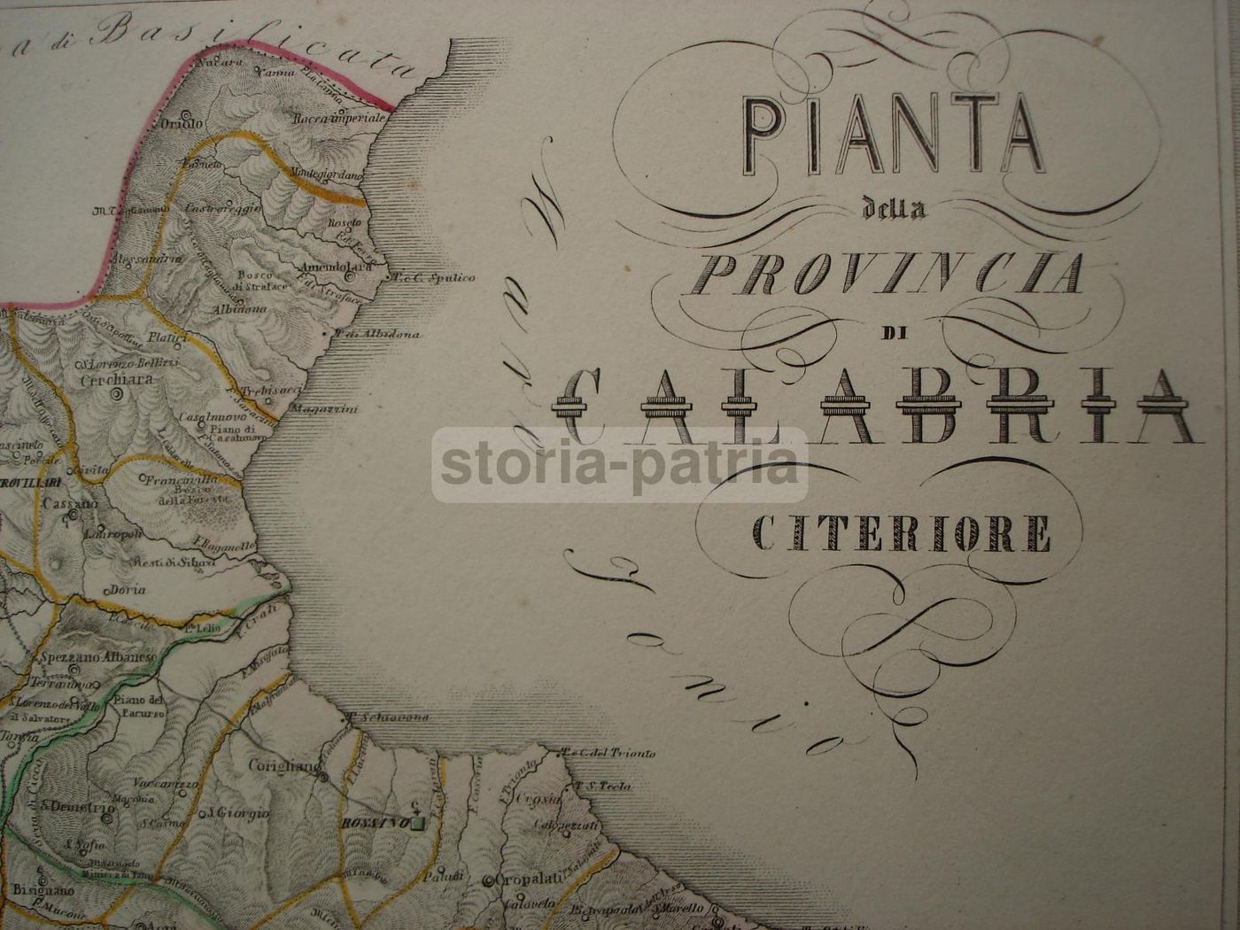 Mappa Antica Della Calabria Citeriore (Cosenza, Rossano, Castrovillari), 1850 Circa