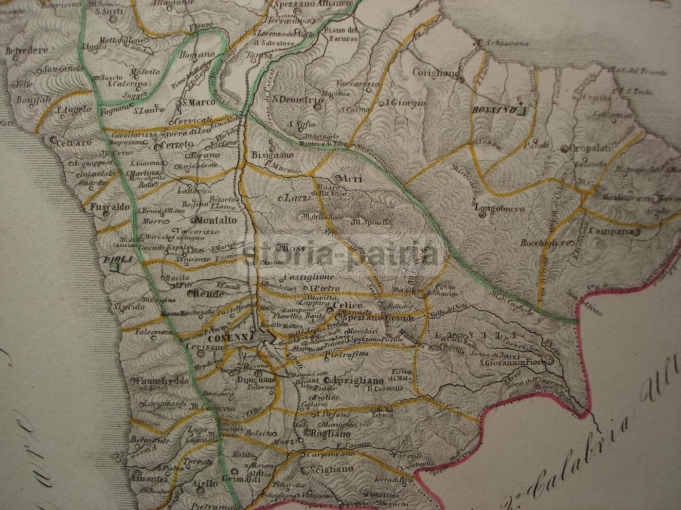 Mappa Antica Della Calabria Citeriore (Cosenza, Rossano, Castrovillari), 1850 Circa