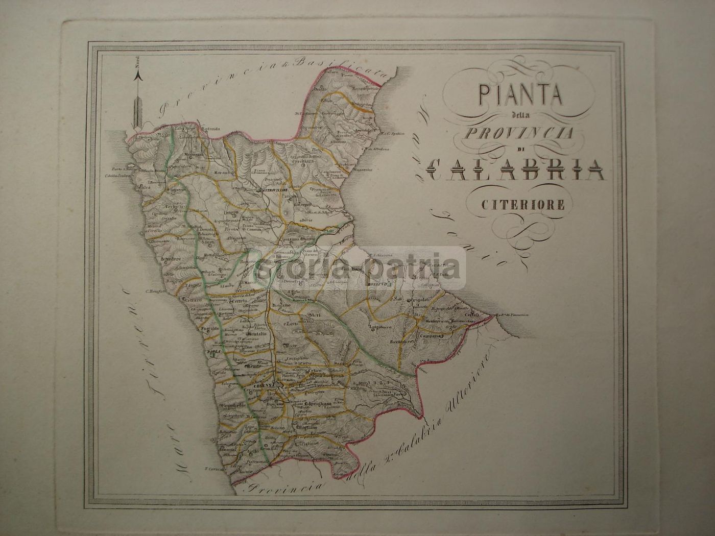 Mappa Antica Della Calabria Citeriore (Cosenza, Rossano, Castrovillari), 1850 Circa