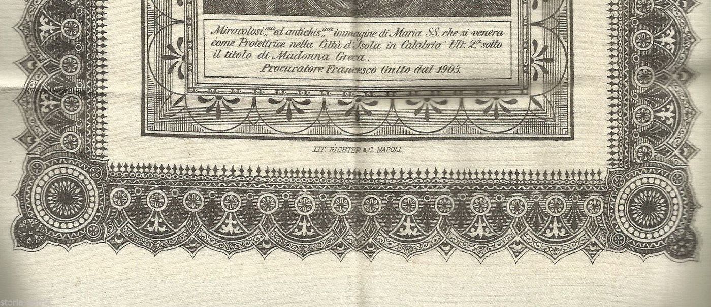 Stampa Litografica Madonna Greca Isola Capo Rizzuto 1903