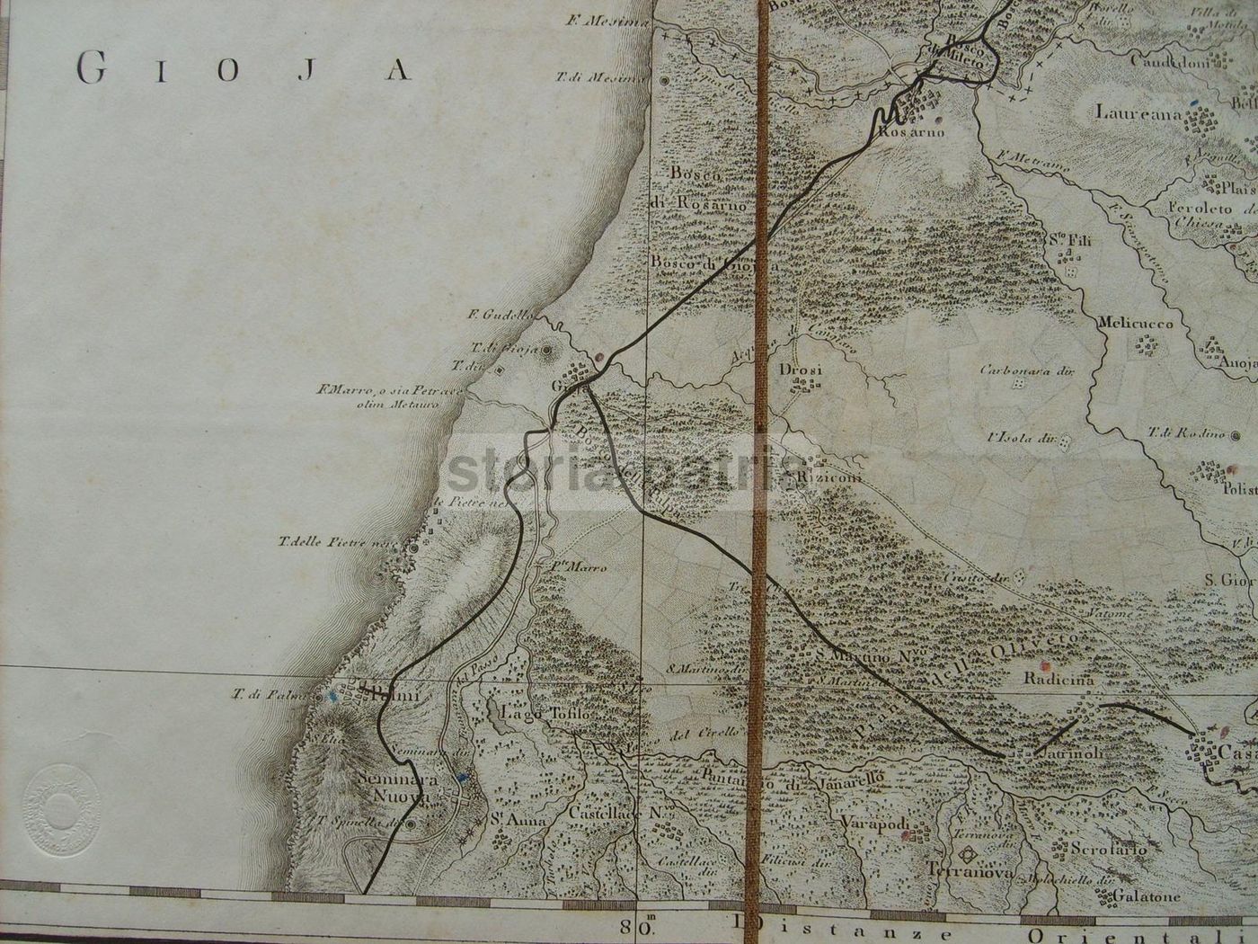 Mappa Della Calabria, 1788: Rizzi Zannoni, Mileto, Tropea, Nicotera, Squillace