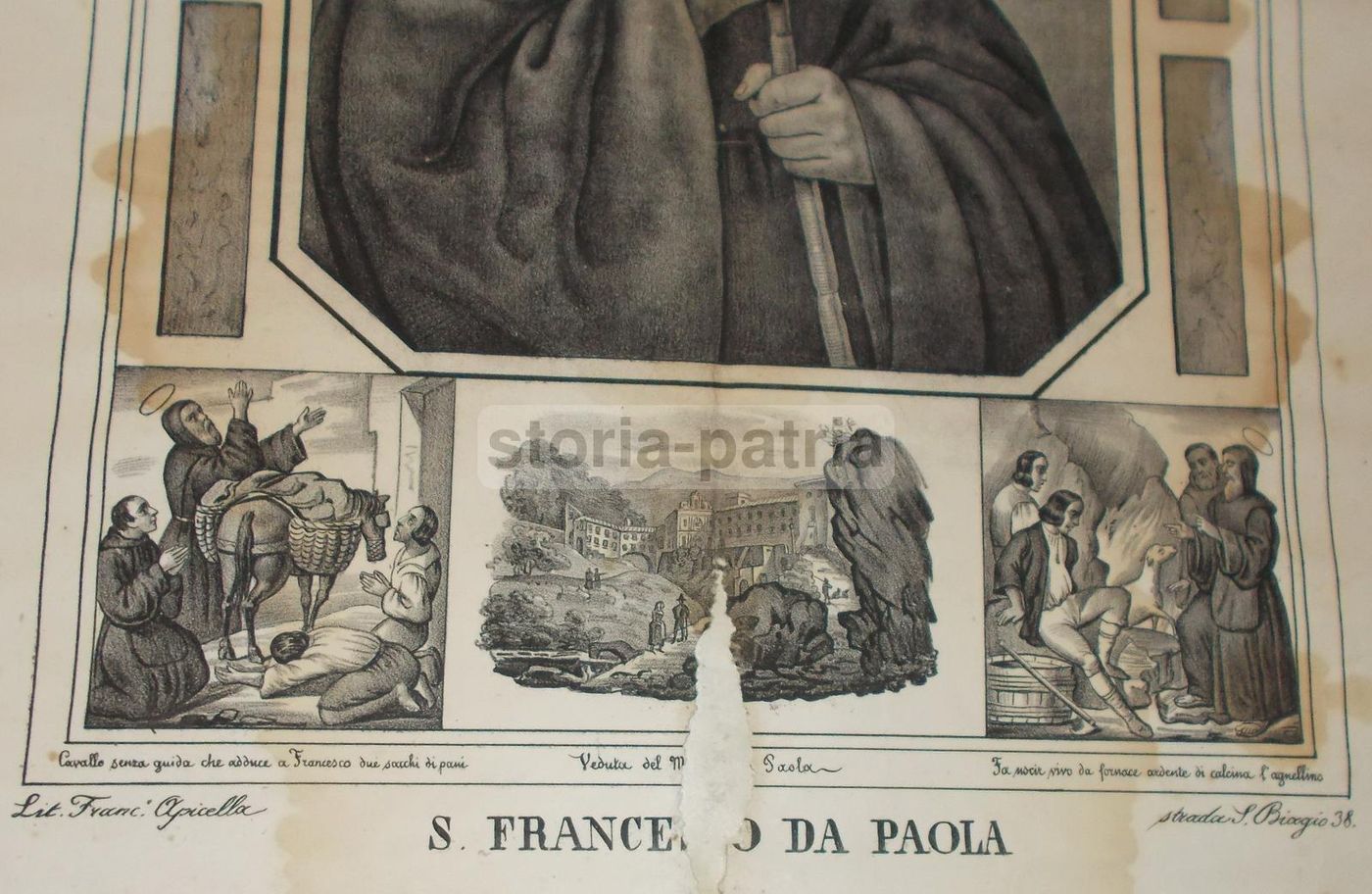 San Francesco Da Paola Stampa Litografica Apicella Napoli 1850