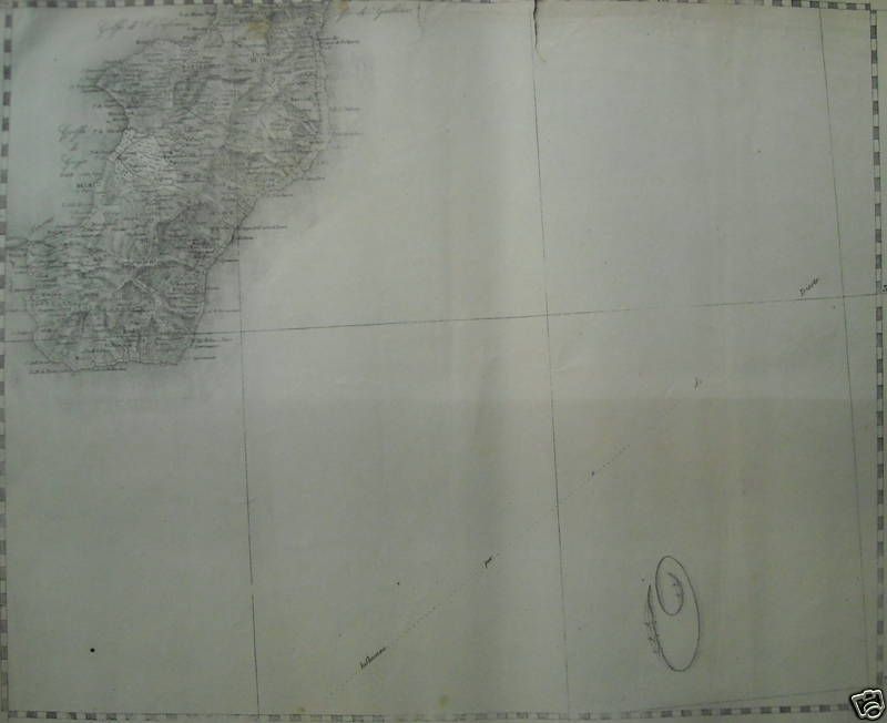 Mappa Antica Della Calabria Meridionale, Reggio Calabria E Palmi, 1860, Incisione Civelli