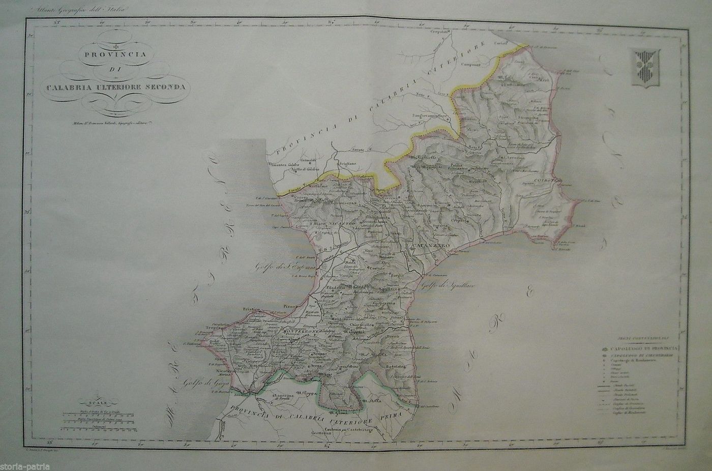 Mappa Antica Della Calabria Ulteriore Seconda (Catanzaro E Crotone), 1860 Circa