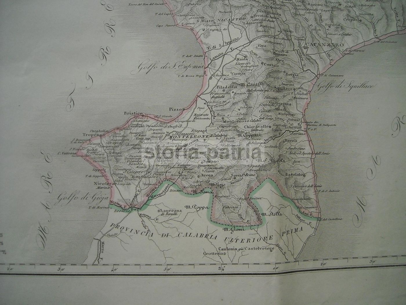 Mappa Antica Della Calabria Ulteriore Seconda (Catanzaro E Crotone), 1860 Circa
