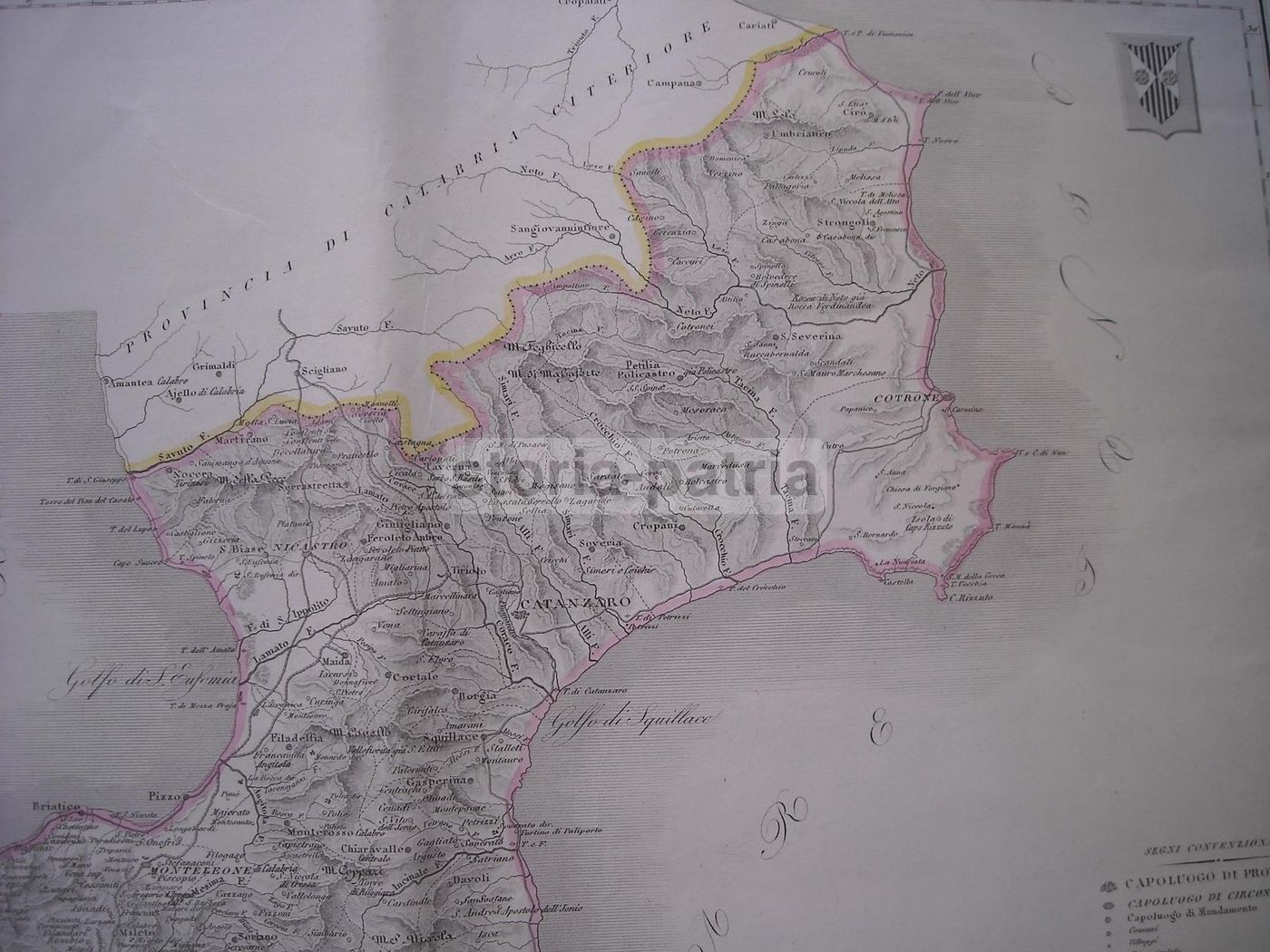 Mappa Antica Della Calabria Ulteriore Seconda (Catanzaro E Crotone), 1860 Circa