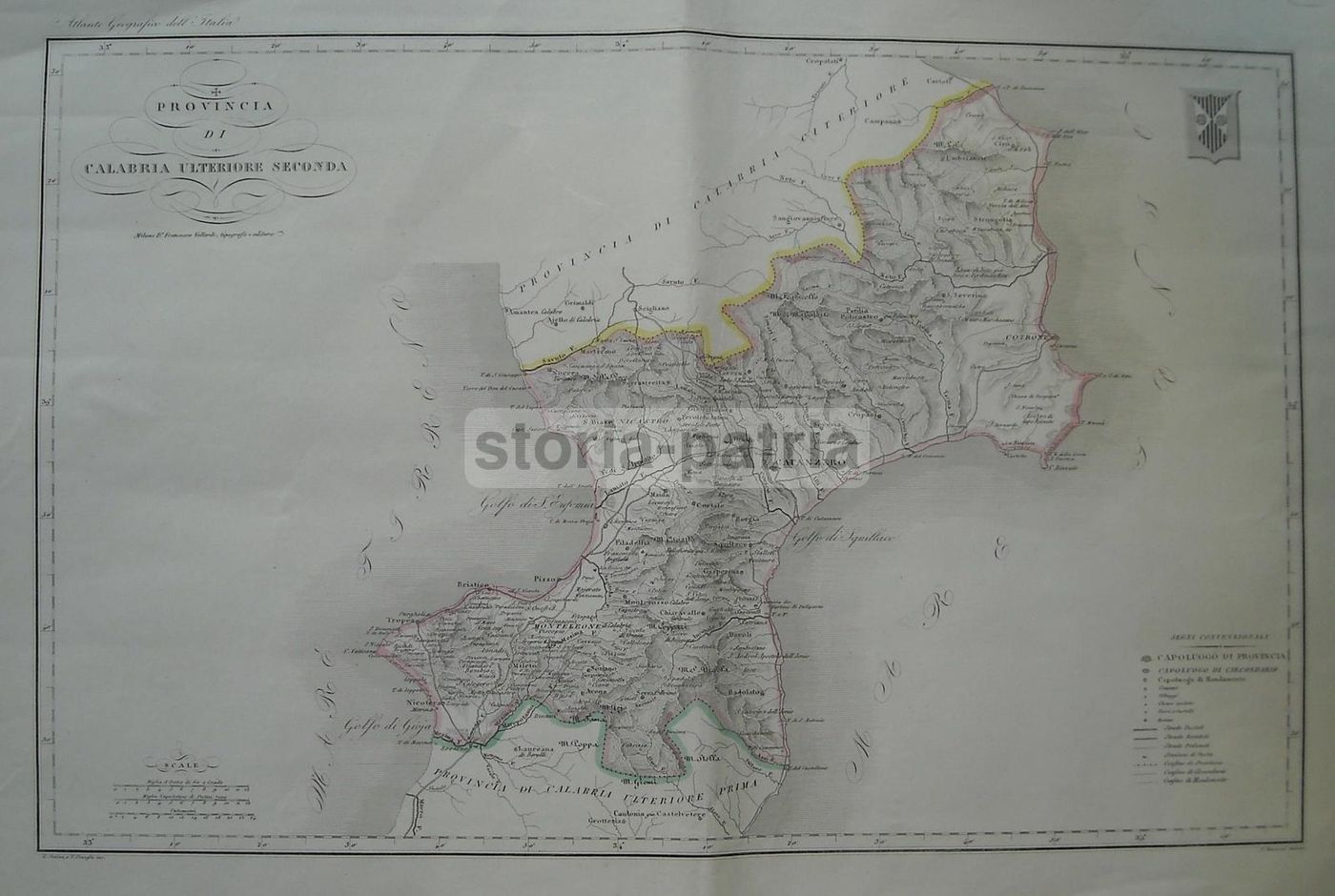 Mappa Antica Della Calabria Ulteriore Seconda (Catanzaro E Crotone), 1860 Circa