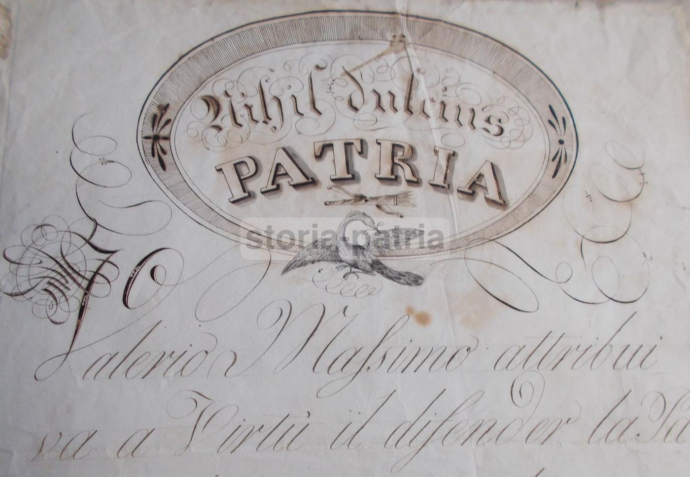 Calligrafia Patriottica 1834 Camillo Procaccini Ricci Originale