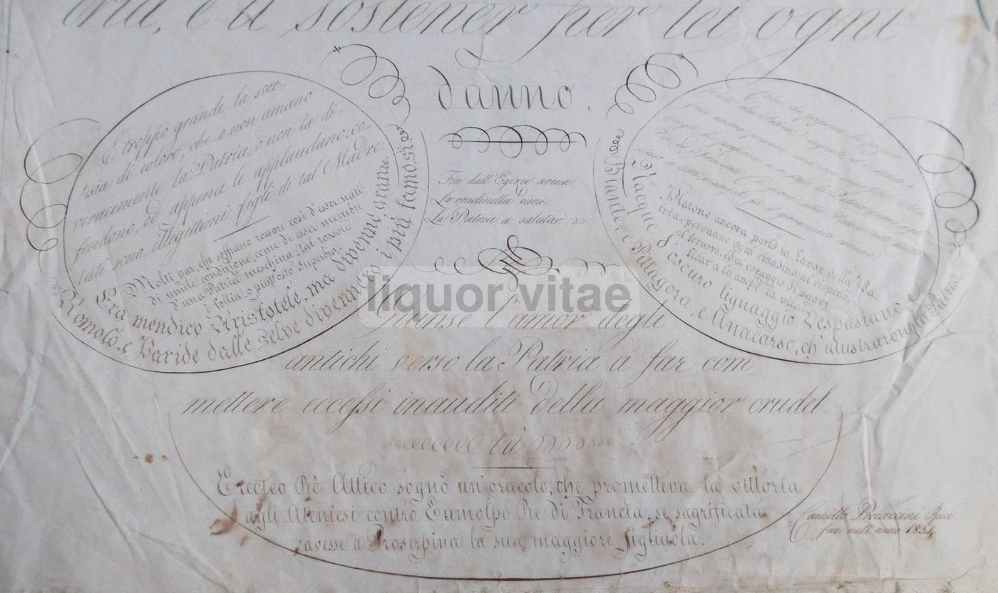 Calligrafia Patriottica 1834 Camillo Procaccini Ricci Originale