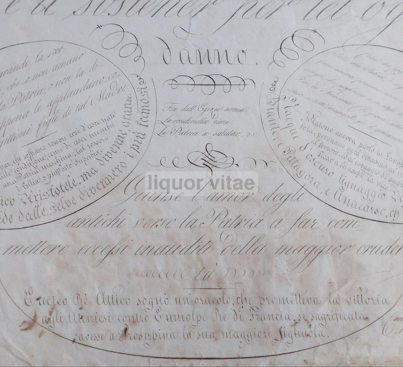 Calligrafia Patriottica 1834 Camillo Procaccini Ricci Originale