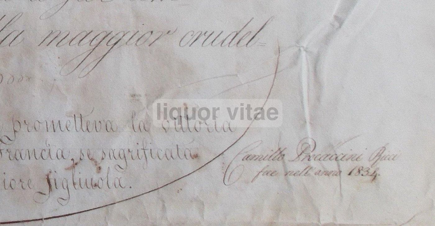 Calligrafia Patriottica 1834 Camillo Procaccini Ricci Originale