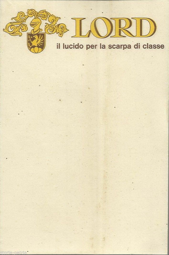 Foglietto Pubblicitario Lord, Lucido Per Scarpe Con Simbologia Araldica