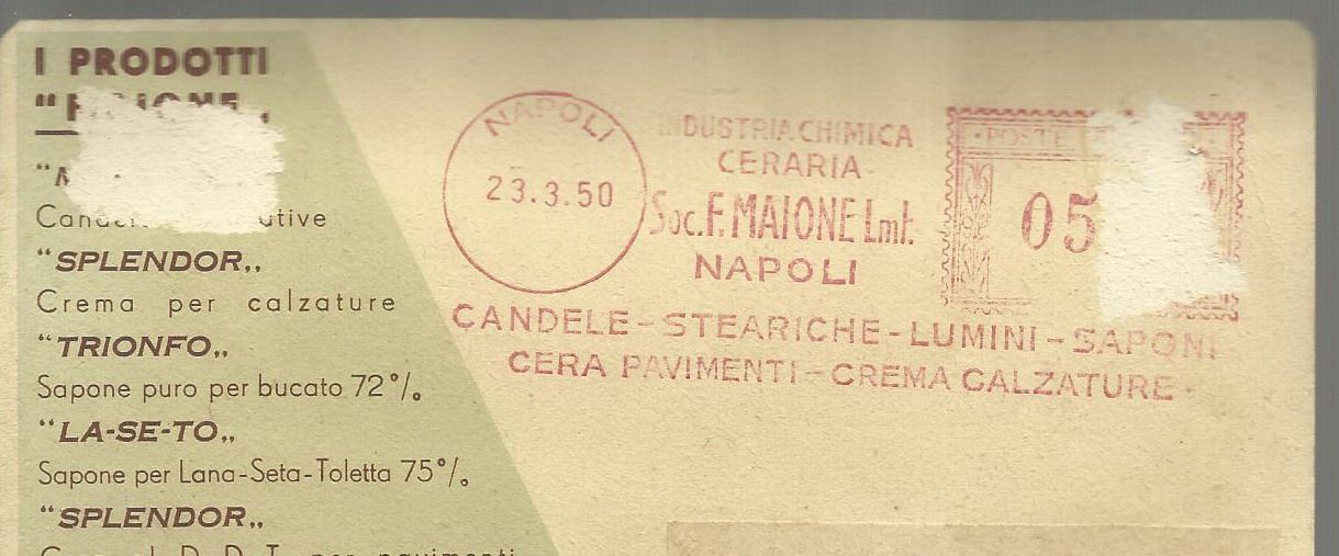 Cartolina Pubblicitaria Lucido Scarpe Splendor Maione Napoli 1950