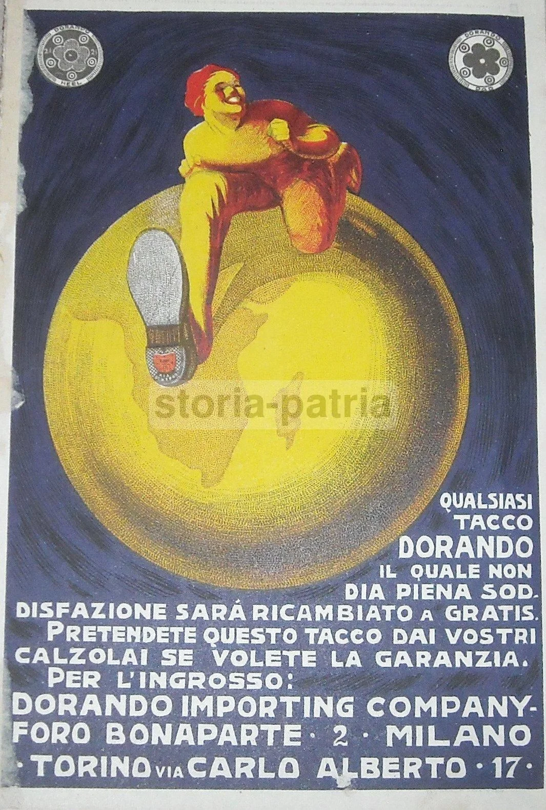 Pubblicità Antica Tacchi Dorando Calzature Primo '900 Litografia