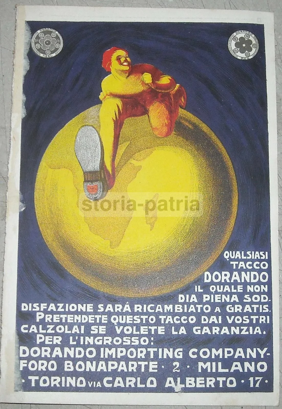 Pubblicità Antica Tacchi Dorando Calzature Primo '900 Litografia