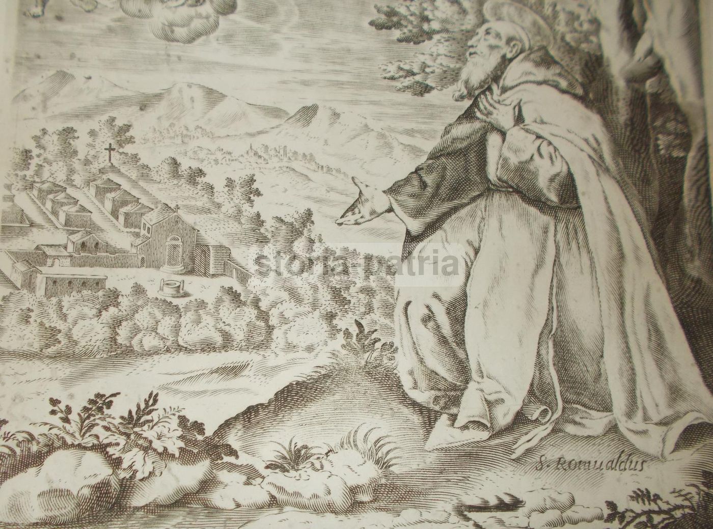 San Romualdo. Incisione Camaldolesi Napoletani De Rinaldo, 1800 Circa