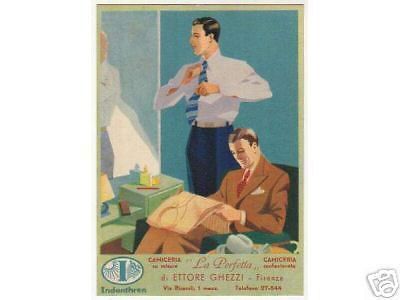 Cartolina Pubblicitaria Camicia Ghezzi Indanthren Firenze Anni '30