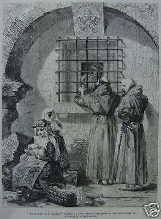 Incisione Antica 1855: Posta Pontificia Ad Albano E Costumi Laziali