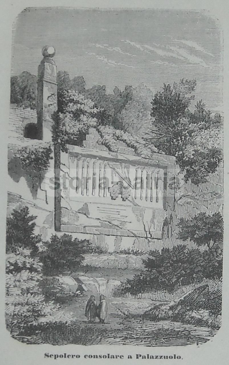Sepolcro Consolare A Palazzuolo, Campagna Romana. Stampa Antica Del XIX Secolo