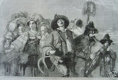 Campagna Romana: Zampognari E Mietitura. Incisione Xilografica, 1855