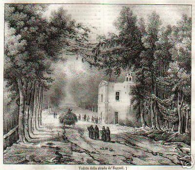Antica Veduta Litografica Bagnoli Napoli 1838 Originale