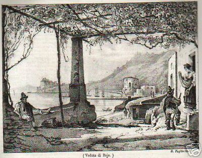 Veduta Di Baia (Campania): Incisione Litografica Di S. Puglia, 1839