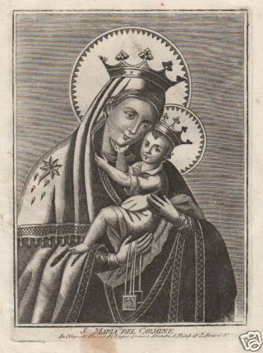 Madonna Del Carmine, Incisione Di Filippo Spano, Napoli, Metà XIX Secolo