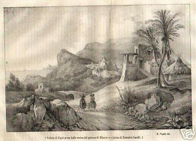 Capri, Veduta Presa Dalle Rovine Del Palazzo Di Tiberio. Litografia Di Gonsalvo Carelli, 1841