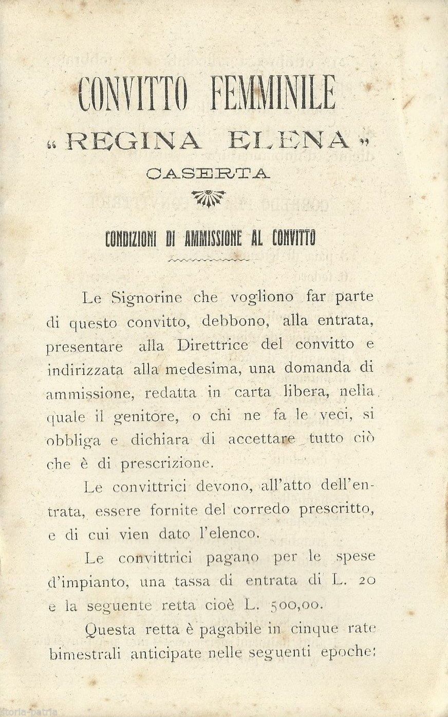 Convitto Femminile Regina Elena Caserta 1910 Corredo Convittrici
